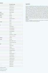 Ingredient list for Myprotein Myvitamins Alpha Men Multivitamin including vitamins and minerals.